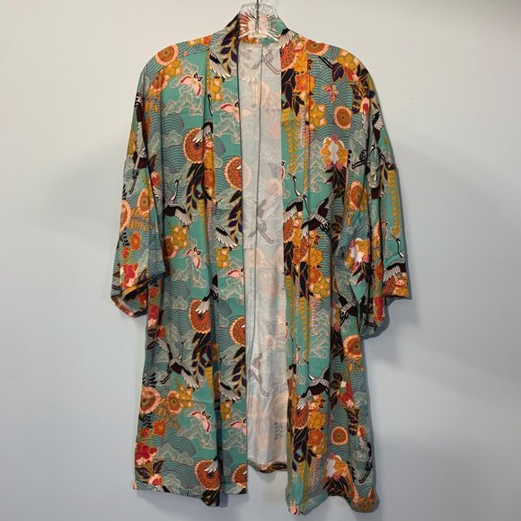 Forever 21 Jackets & Blazers - Forever 21 Crane Floral Print Open Kimono Jacket